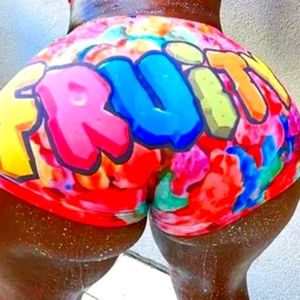 Fruity women's multi color snack shorts size large